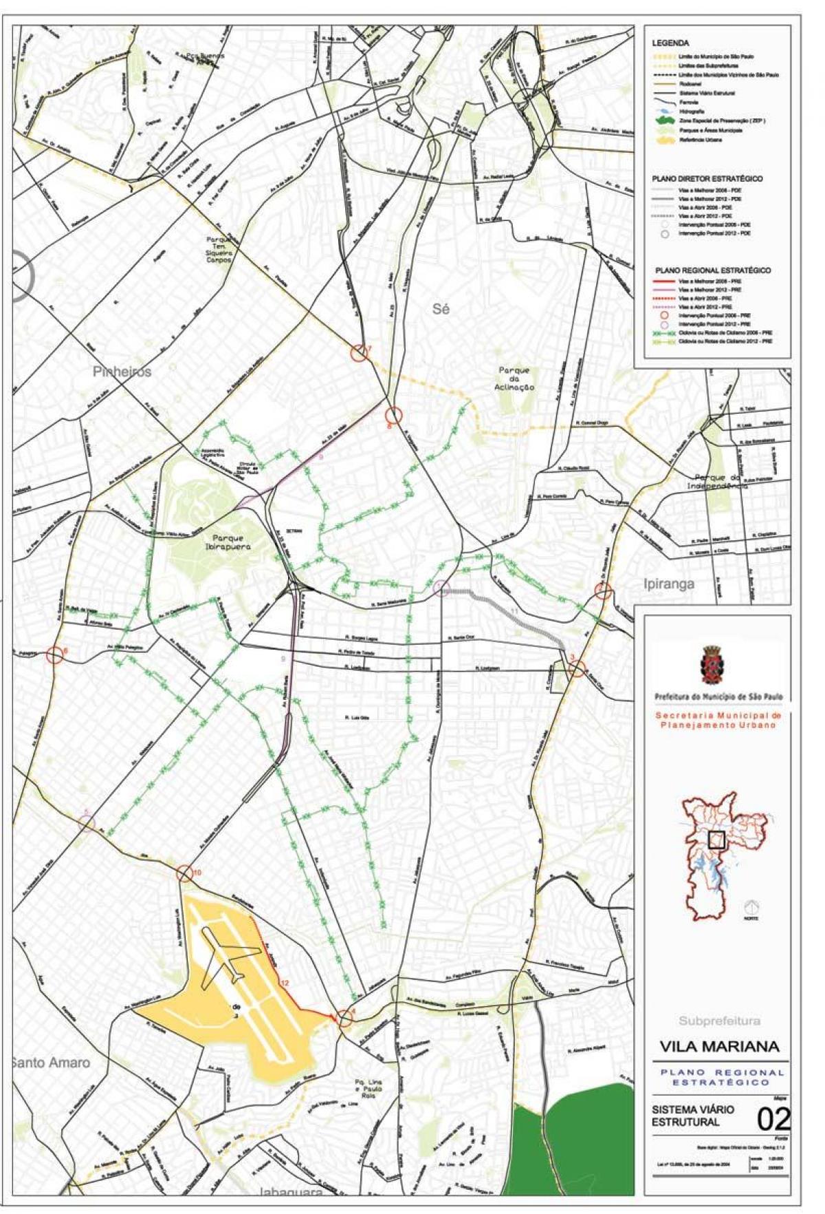 Քարտեզ Վիլա-Մարիանա Սան - ճանապարհների