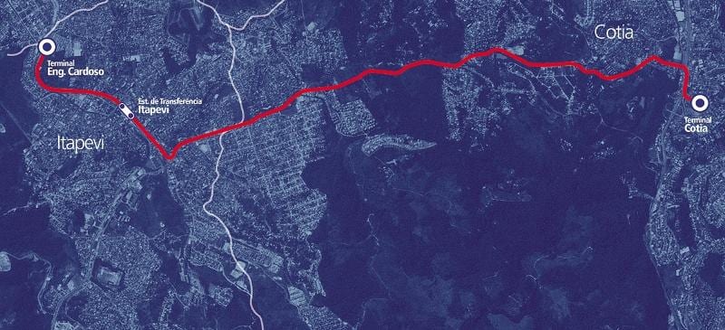 Քարտեզ коредоре БРТ метрополитано Итапеви-Котия