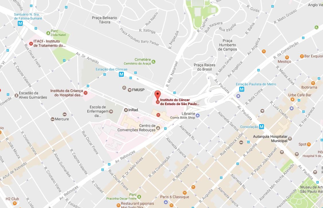 Քարտեզ քաղցկեղի Ինստիտուտի Սան պաուլուում