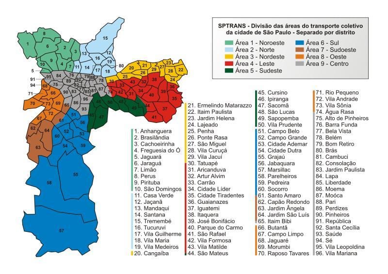 Քարտեզ Сптранс հասարակական տրանսպորտի