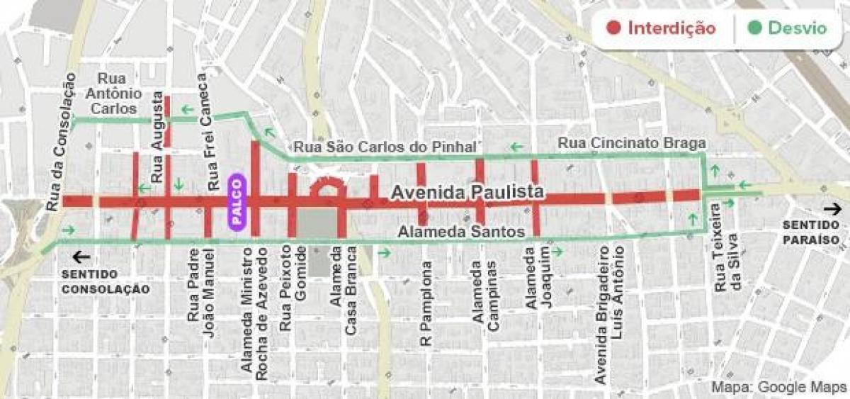 Քարտեզ avenue Паулиста Սան պաուլուում