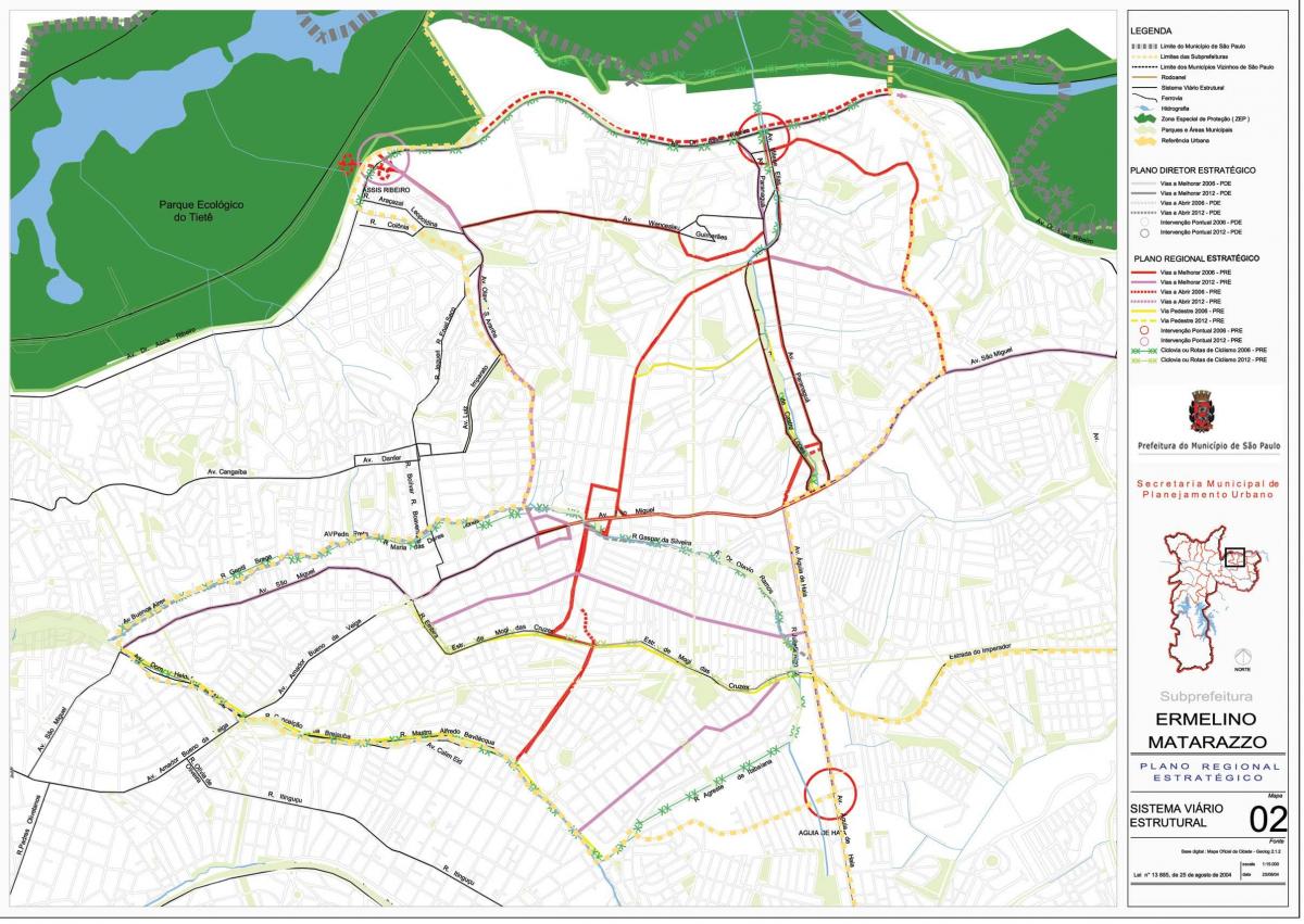 Քարտեզ Ermelino Матараццо Սան - ճանապարհների