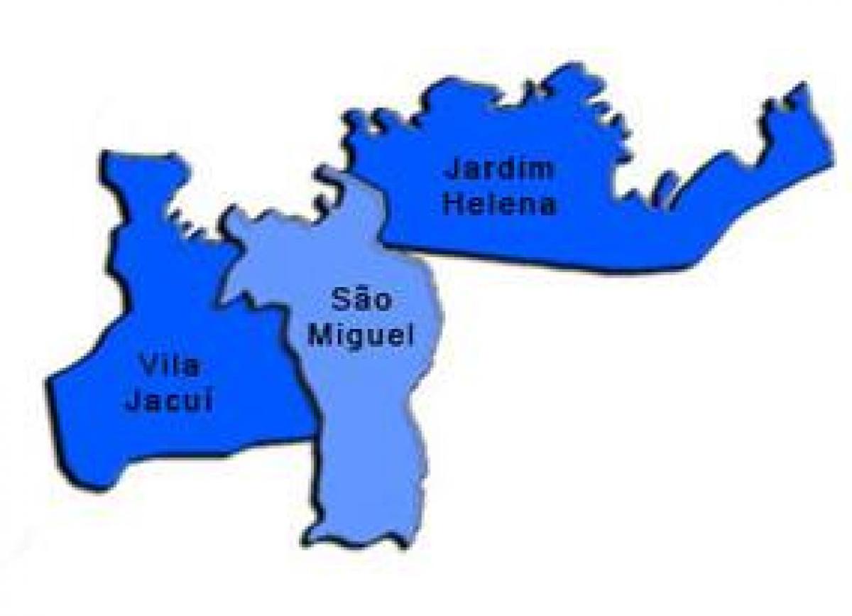Քարտեզ Սան-Միգել-ենթաօրենսդրական պրեֆեկտուրայում Паулиста
