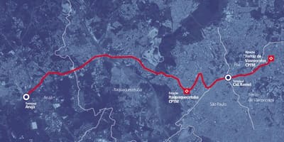Քարտեզ коредоре БРТ метрополитано երկայնքով Ալտո Тиете