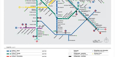 Քարտեզ տրանսպորտի Սան - EMTU/ՀՁ - մետրոյի CPTM